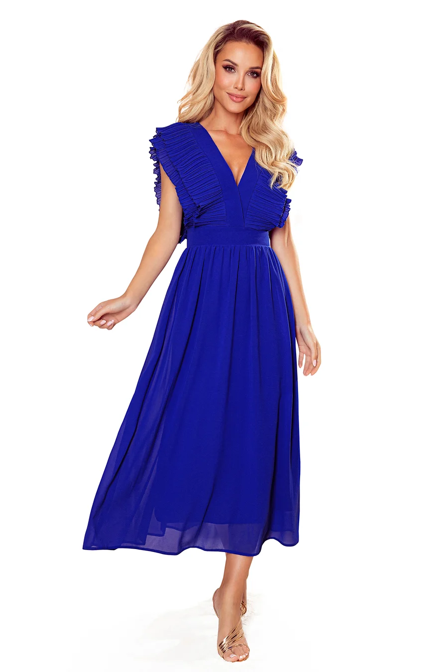 Rochie Dama Midi, Numoco, Albastru - imagine 6