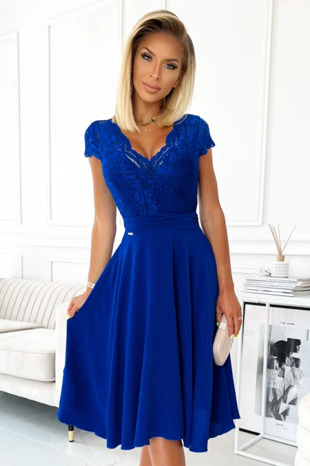 Rochie Dama Dantela, Numoco, Albastru