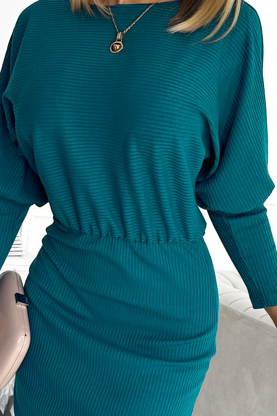 Rochie Dama Dungi, Numoco, Turcoaz - imagine 5