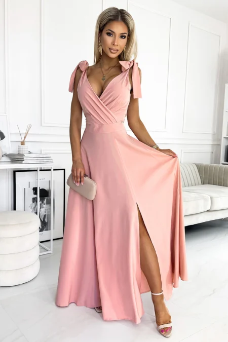 Rochie Dama Maxi, Floral, Numoco, Roz Casual
