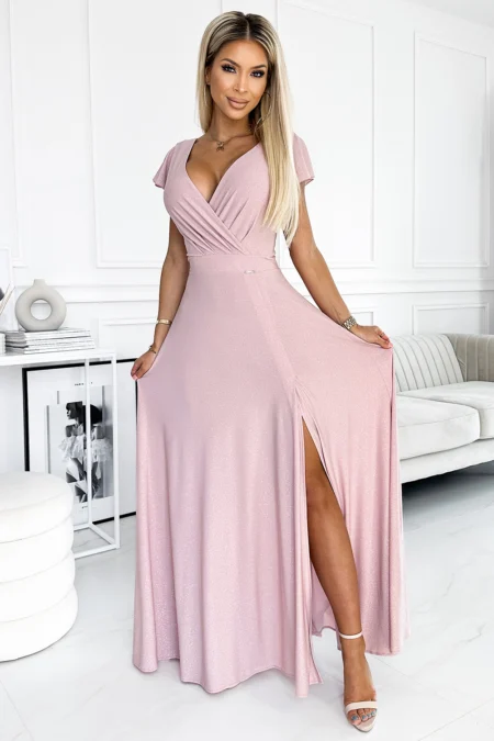 Rochie Dama Maxi, Mulata, Numoco, Roz Eleganta Office Marimi Mari