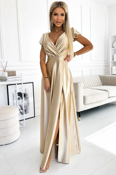 Rochie Dama Maxi, Satin, Numoco Eleganta Marimi Mari