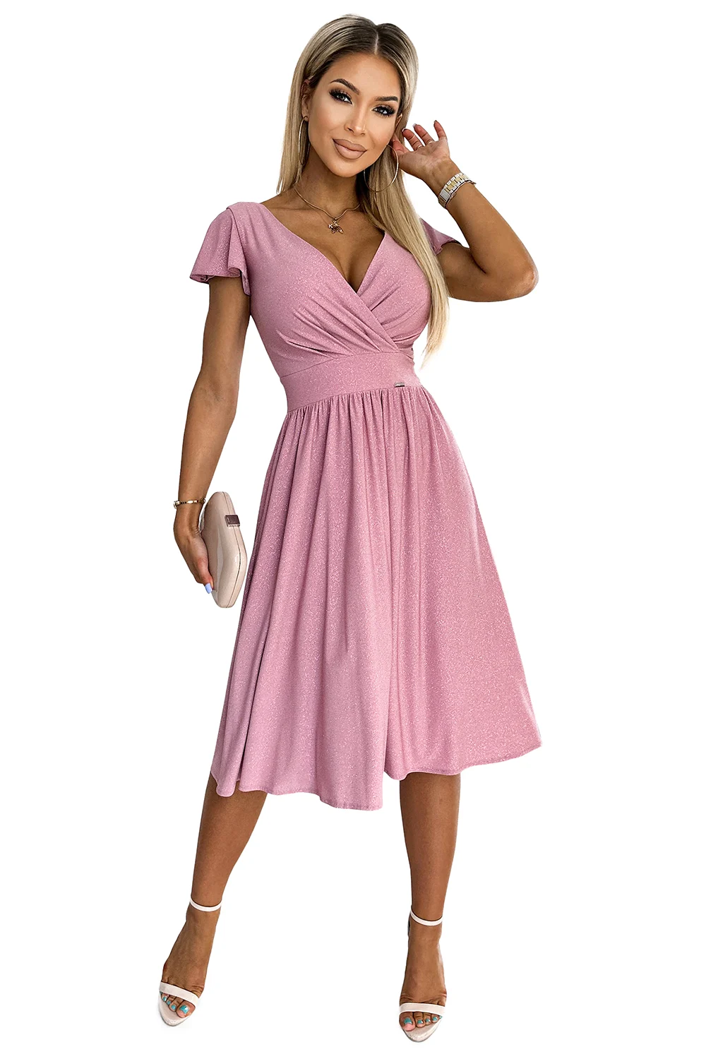 Rochie Dama Mini, Lejera, Numoco, Roz Eleganta - imagine 6