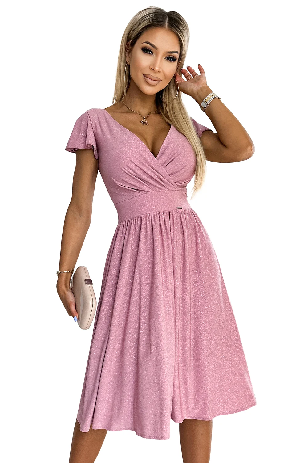 Rochie Dama Mini, Lejera, Numoco, Roz Eleganta - imagine 7