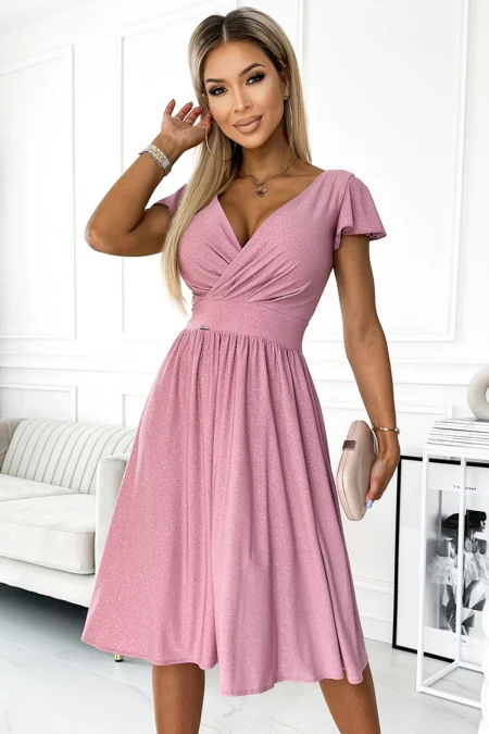 Rochie Dama Mini, Lejera, Numoco, Roz Eleganta