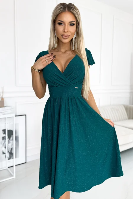 Rochie Dama Mini, Floral, Numoco, Verde Eleganta