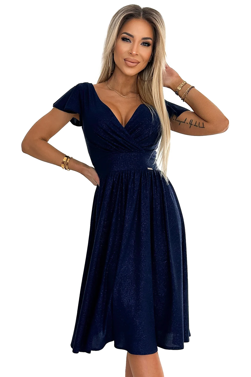 Rochie Dama Maxi, Floral, Numoco, Bleumarin Eleganta - imagine 7