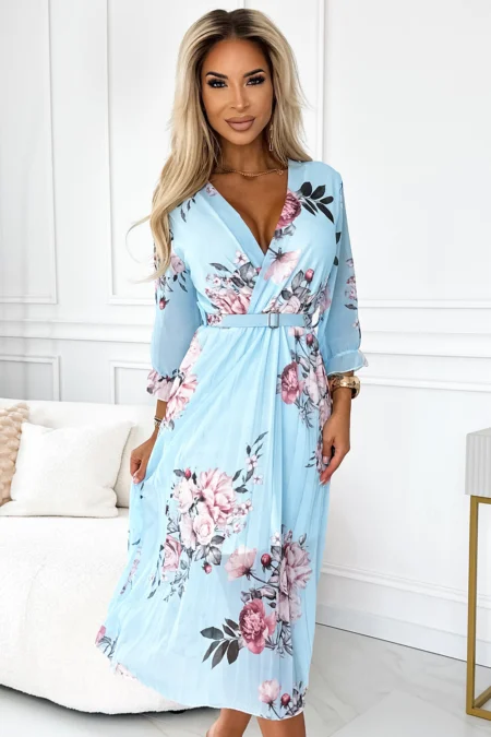 Rochie Dama Midi, Lejera, Numoco, Albastru Casual