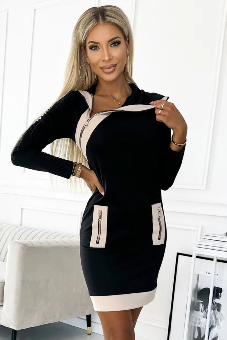 Rochie Dama Guler inalt, Fara maneci, Numoco, Negru Casual