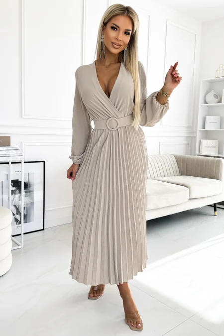Rochie Dama Maxi, Lejera, Numoco, Bej Casual