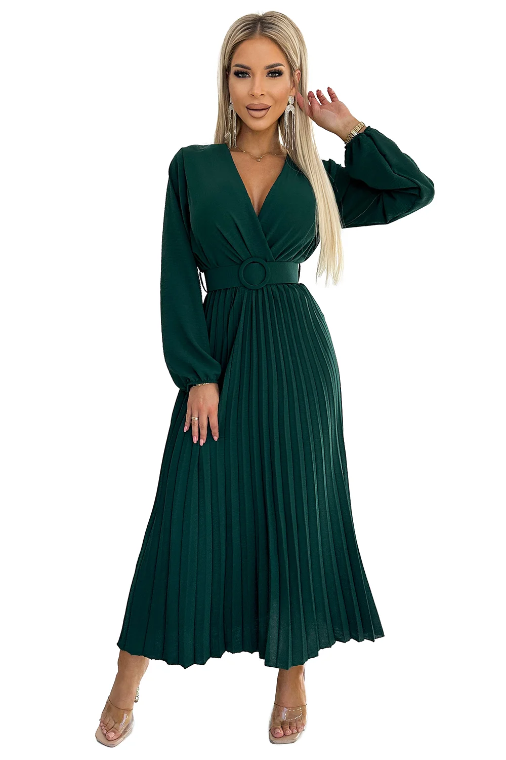 Rochie Dama Midi, Lejera, Numoco, Verde Eleganta - Image 7