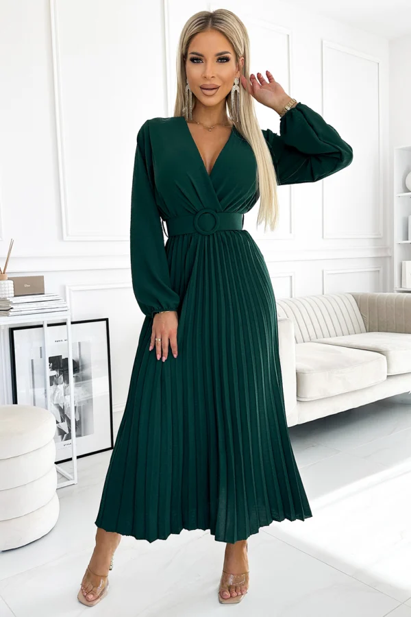 Rochie Dama Midi, Lejera, Numoco, Verde Eleganta