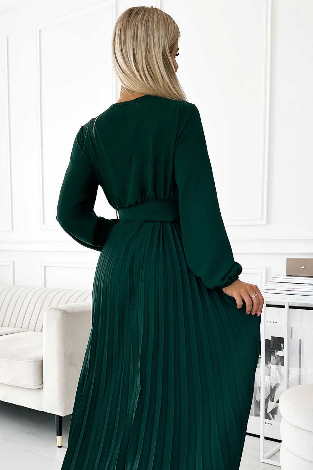 Rochie Dama Midi, Lejera, Numoco, Verde Eleganta - Image 5