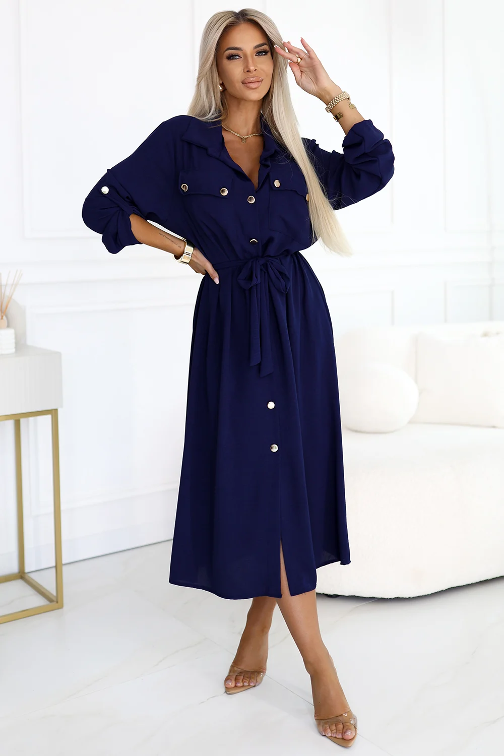 Rochie Dama Midi, Numoco, Bleumarin - Image 3