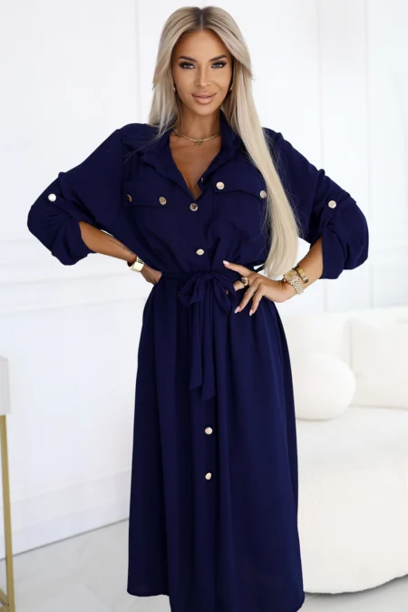 Rochie Dama Midi, Numoco, Bleumarin