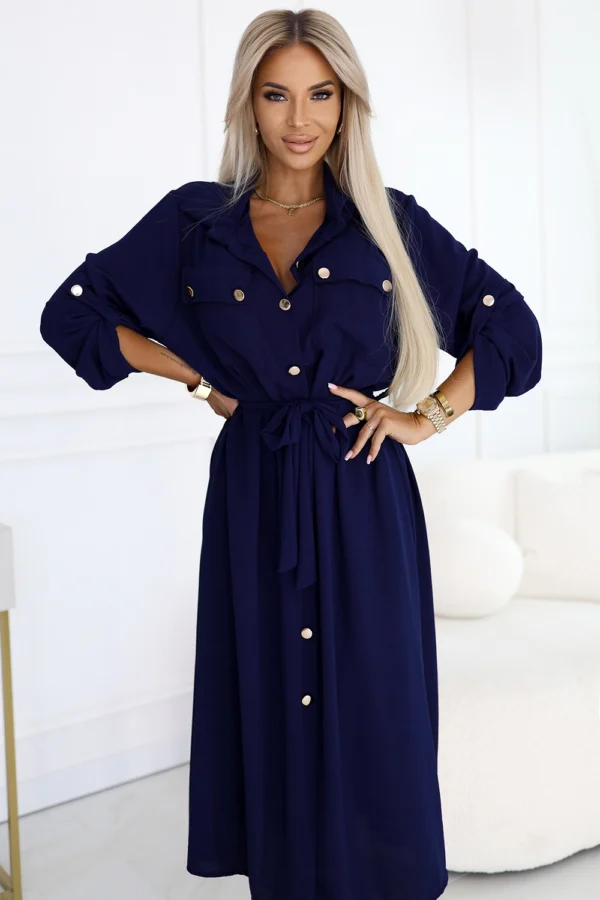 Rochie Dama Midi, Numoco, Bleumarin