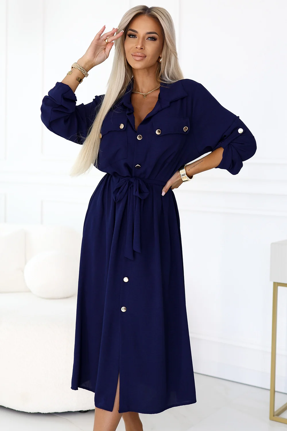 Rochie Dama Midi, Numoco, Bleumarin - Image 5