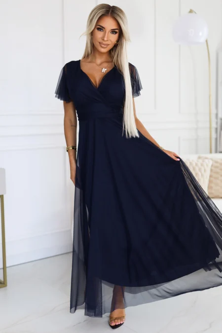Rochie Dama Maxi, Maneca scurta, Numoco, Albastru