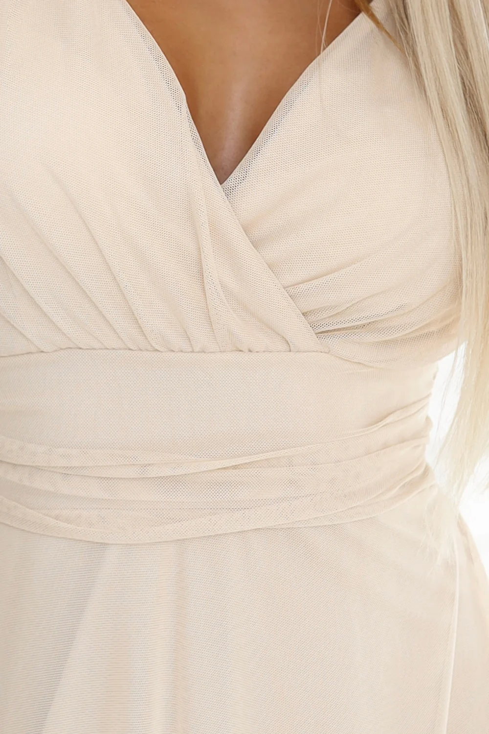 Rochie Dama Maxi, Dantela, Numoco, Bej de Petrecere - imagine 6
