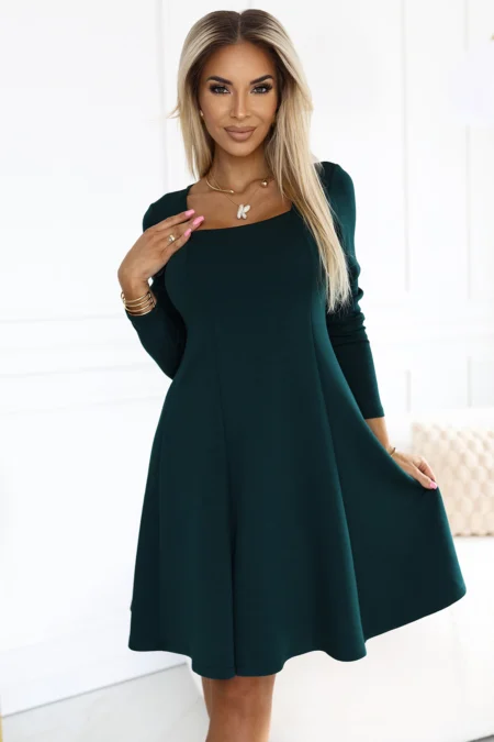Rochie Dama Maxi, Floral, Numoco, Verde Eleganta