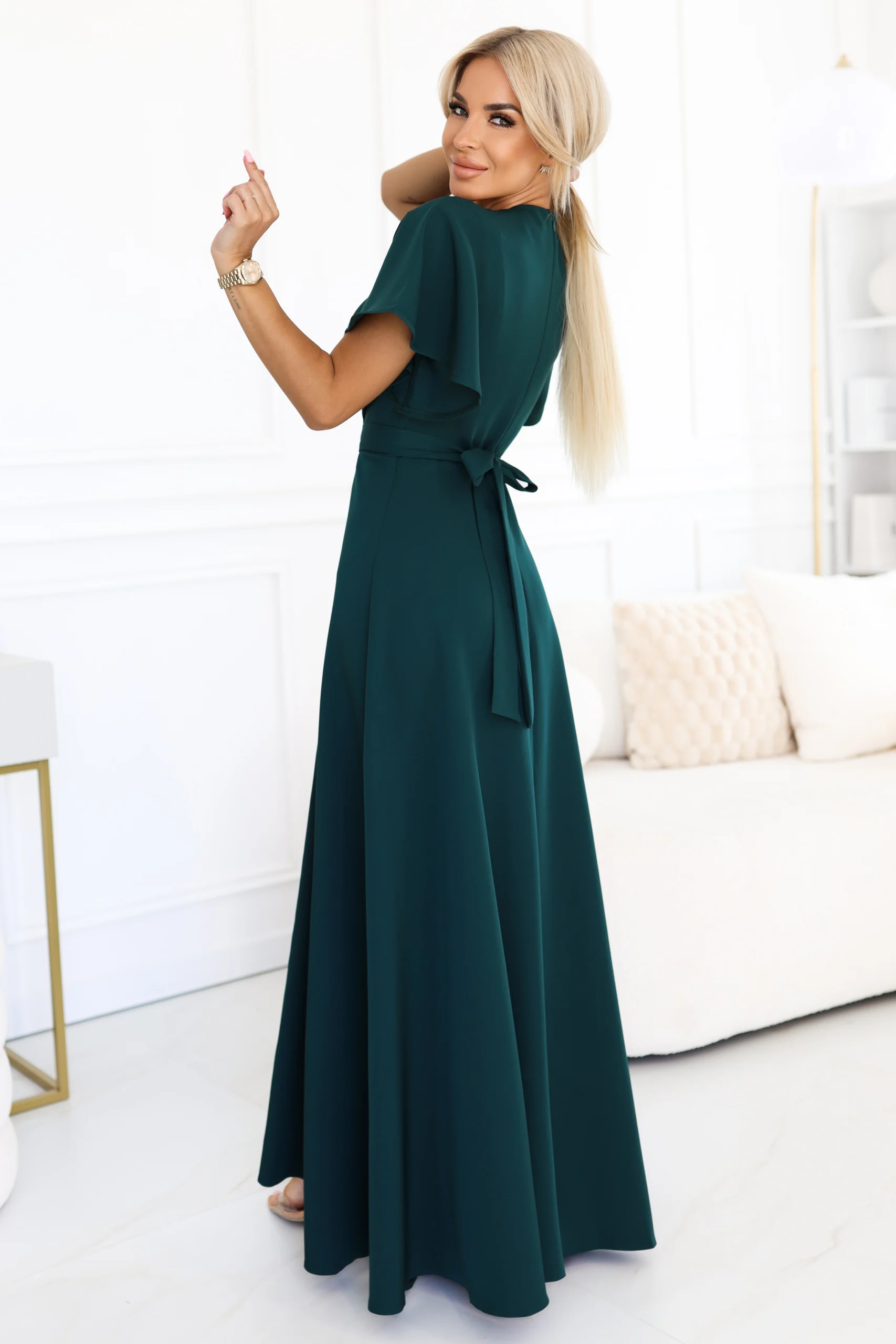 Rochie Dama Maxi, Mulata, Numoco, Verde de Seara Marimi Mari - imagine 2