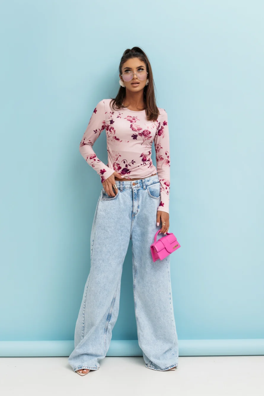 Bluza SHIRA długi rękaw - Light pink flowers - imagine 2