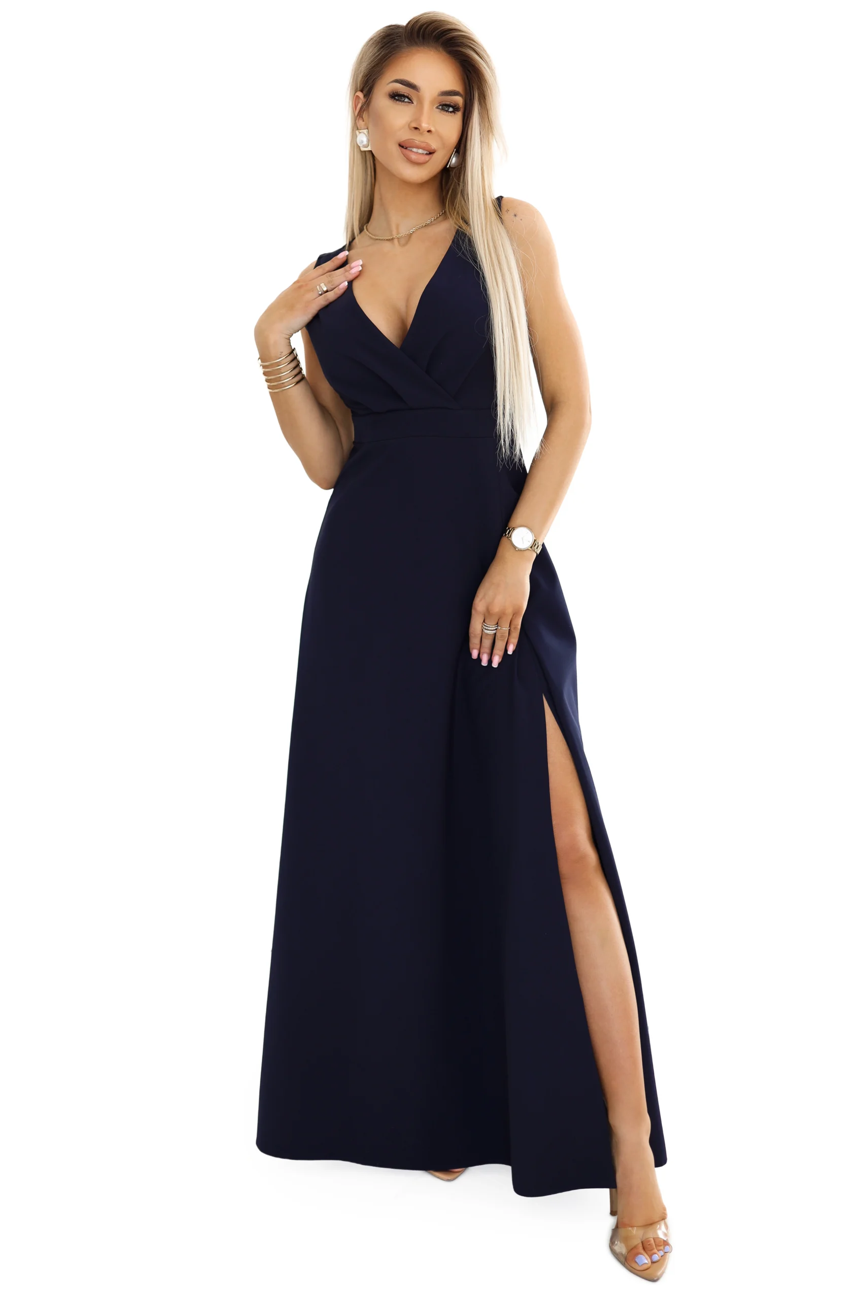 Rochie Dama Maxi, Lejera, Numoco, Bleumarin Eleganta - imagine 8