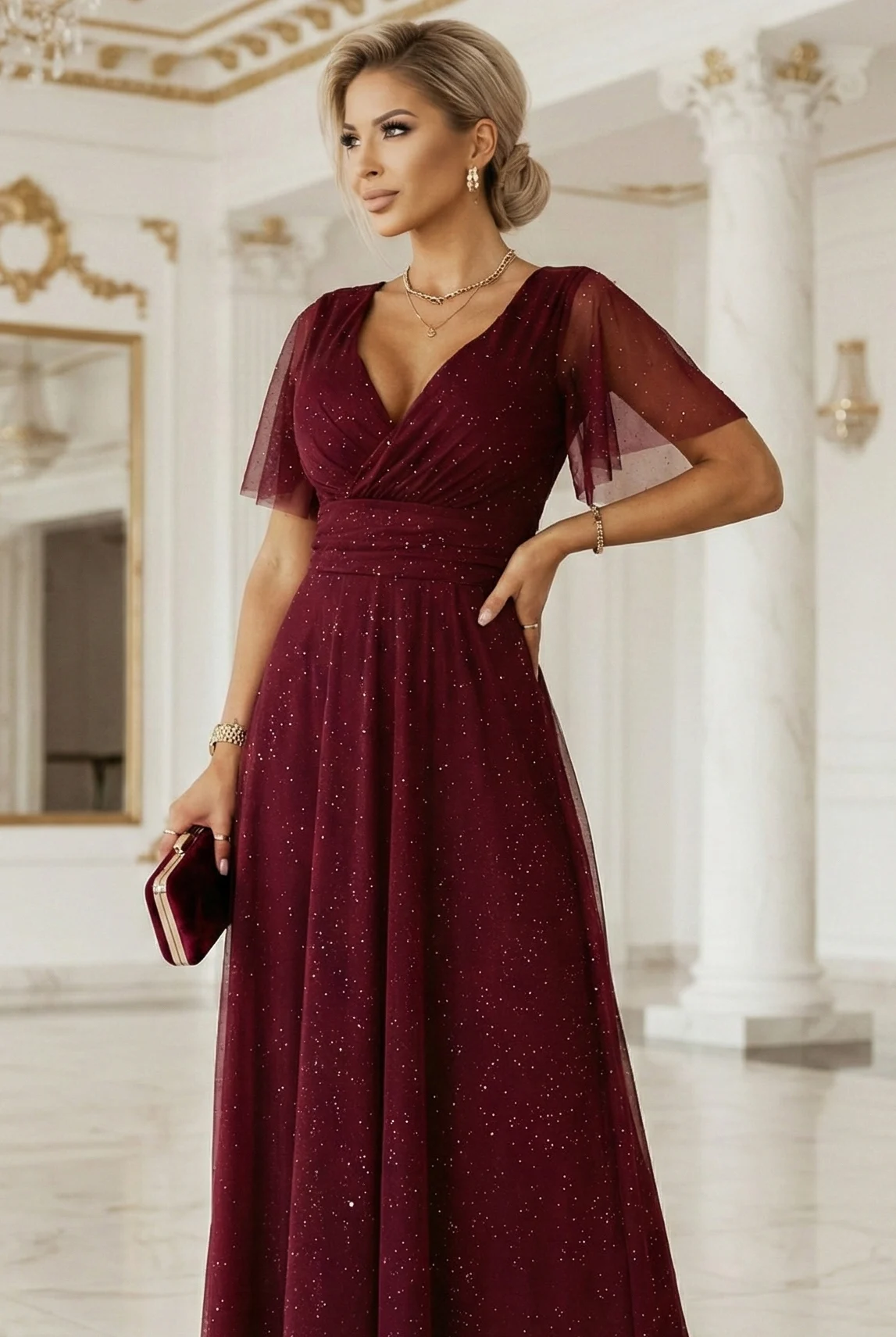 Rochie Dama Maxi, Floral, Numoco Eleganta - imagine 3