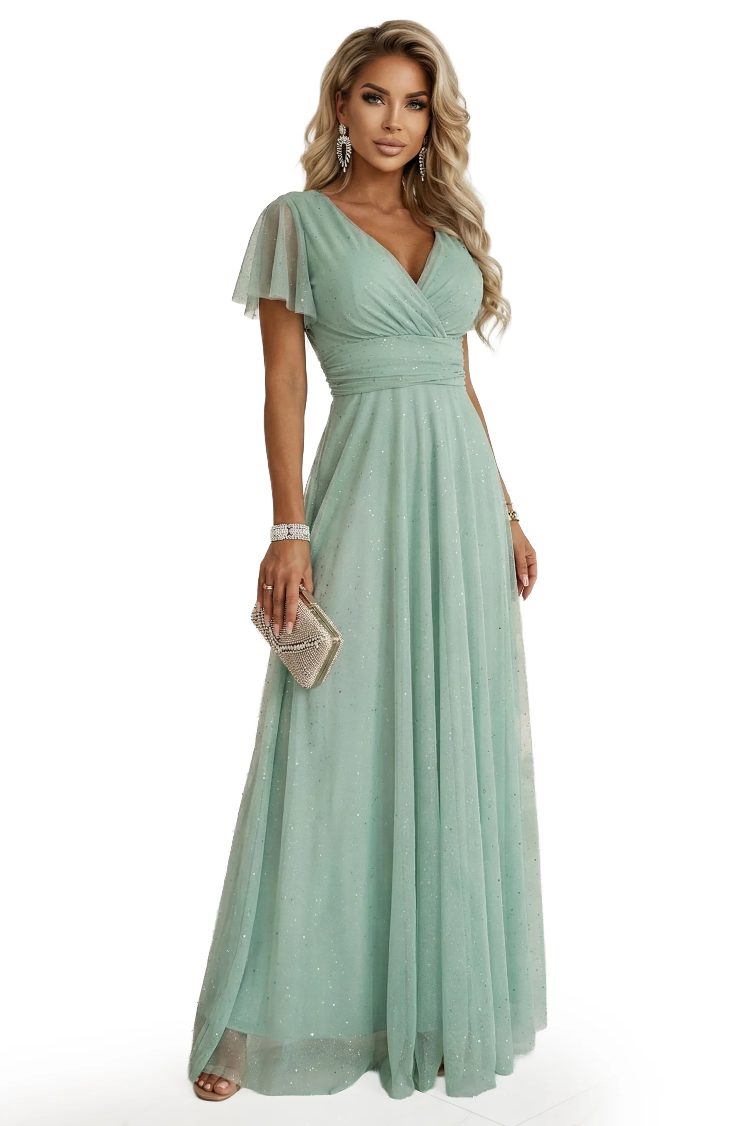 Rochie Dama Maxi, Lejera, Numoco, Verde de Seara - imagine 8