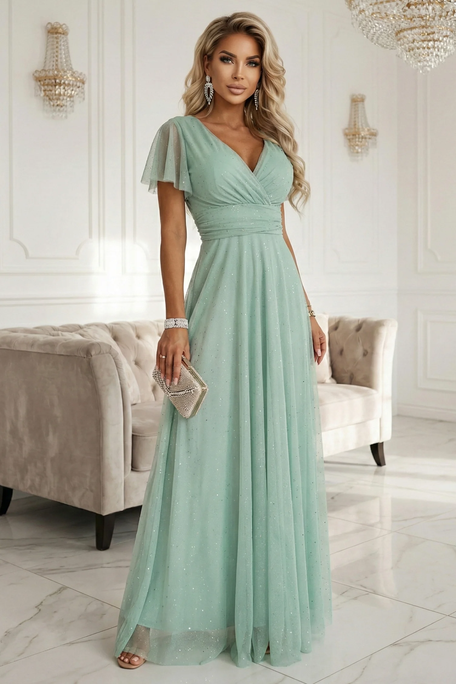 Rochie Dama Maxi, Lejera, Numoco, Verde de Seara - imagine 7