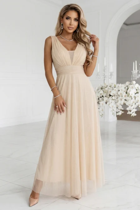 Rochie Dama Maxi, Lejera, Numoco, Bej de Seara