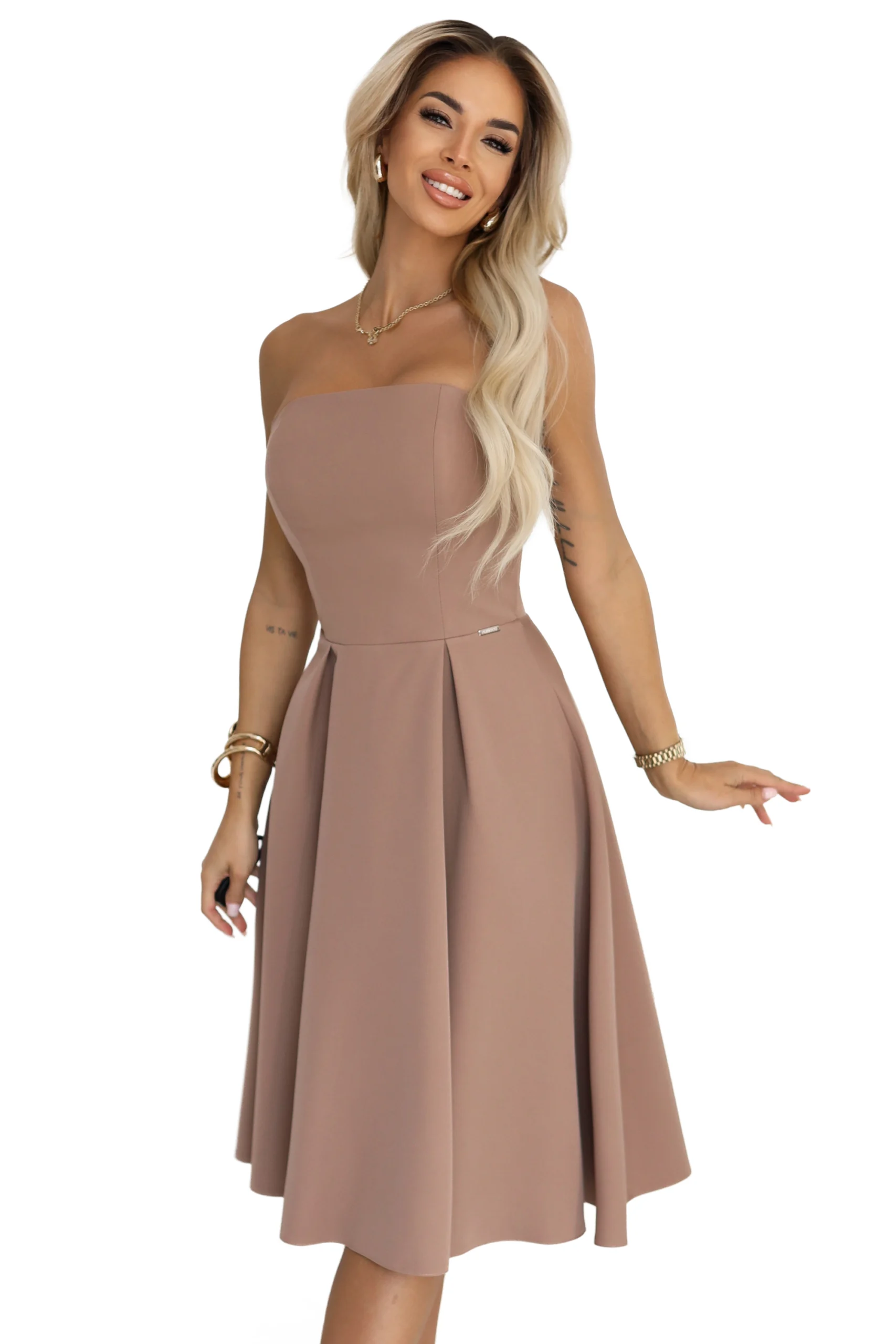 Rochie Dama Midi, Lejera, Numoco, Bej de Seara - imagine 7