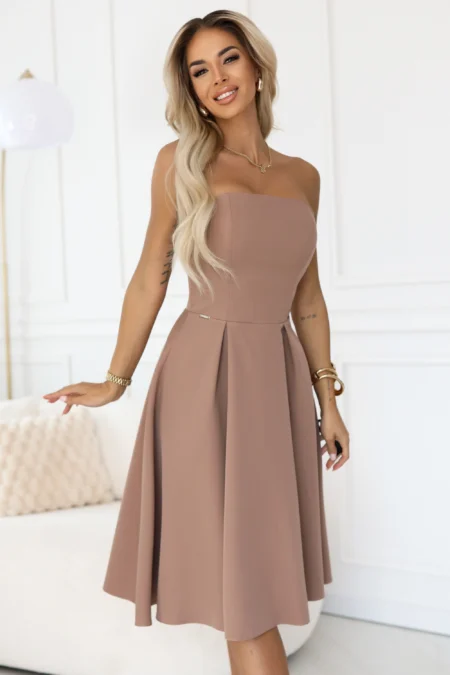 Rochie Dama Midi, Lejera, Numoco, Bej de Seara