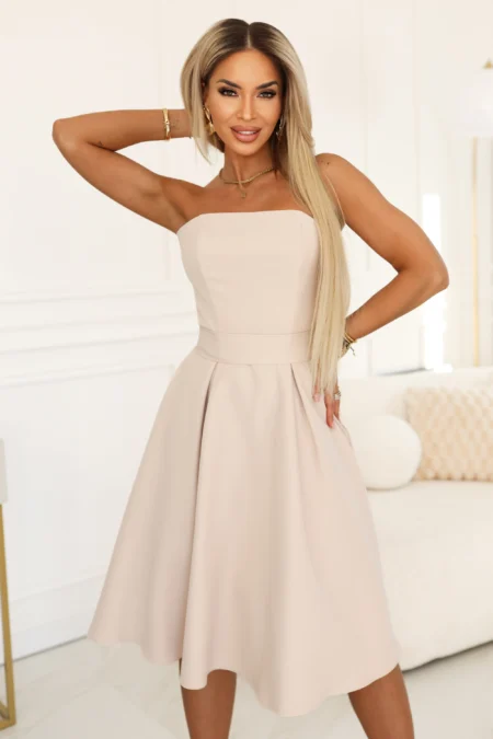 Rochie Dama Midi, Floral, Numoco, Bej de Seara