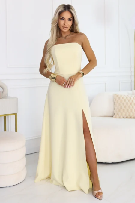 Rochie Dama Maxi, Floral, Numoco, Galben de Seara