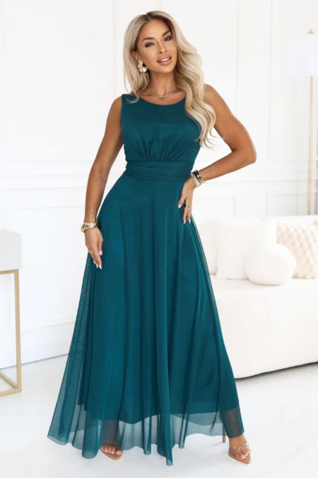 Rochie Dama Maxi, Floral, Numoco, Verde de Seara