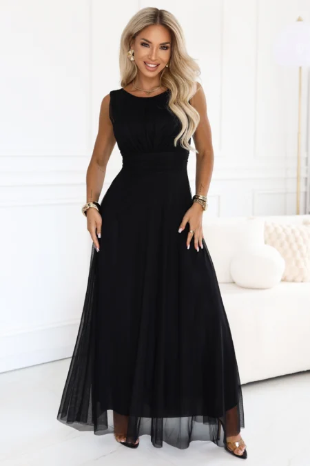 Rochie Dama Maxi, Decolteu rotund, Numoco, Negru