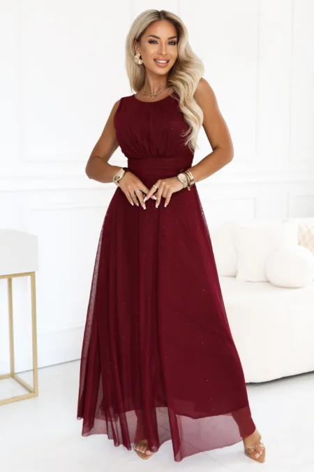 Rochie Dama Maxi, Floral, Numoco, Bordo de Seara