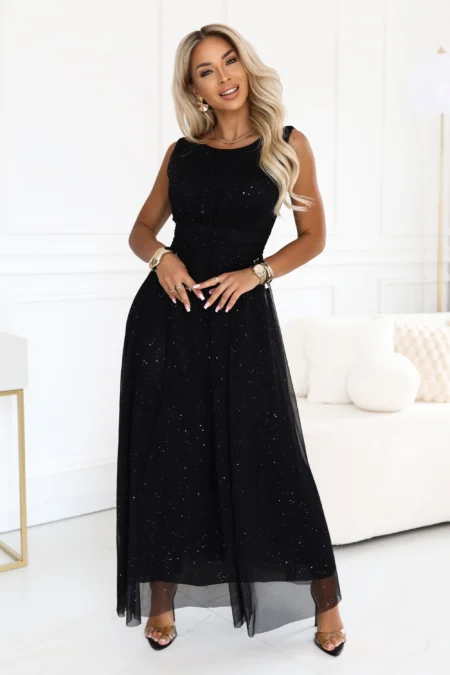 Rochie Dama Maxi, Decolteu rotund, Numoco, Negru