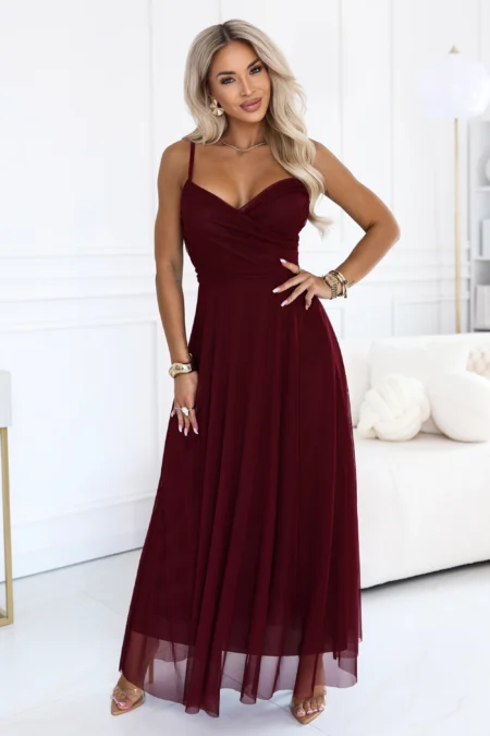 Rochie Dama Maxi, Floral, Numoco, Bordo de Seara