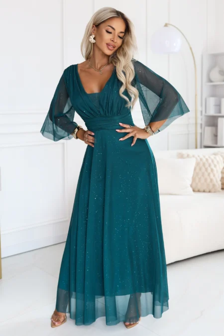 Rochie Dama Maxi, Lejera, Numoco, Verde de Seara