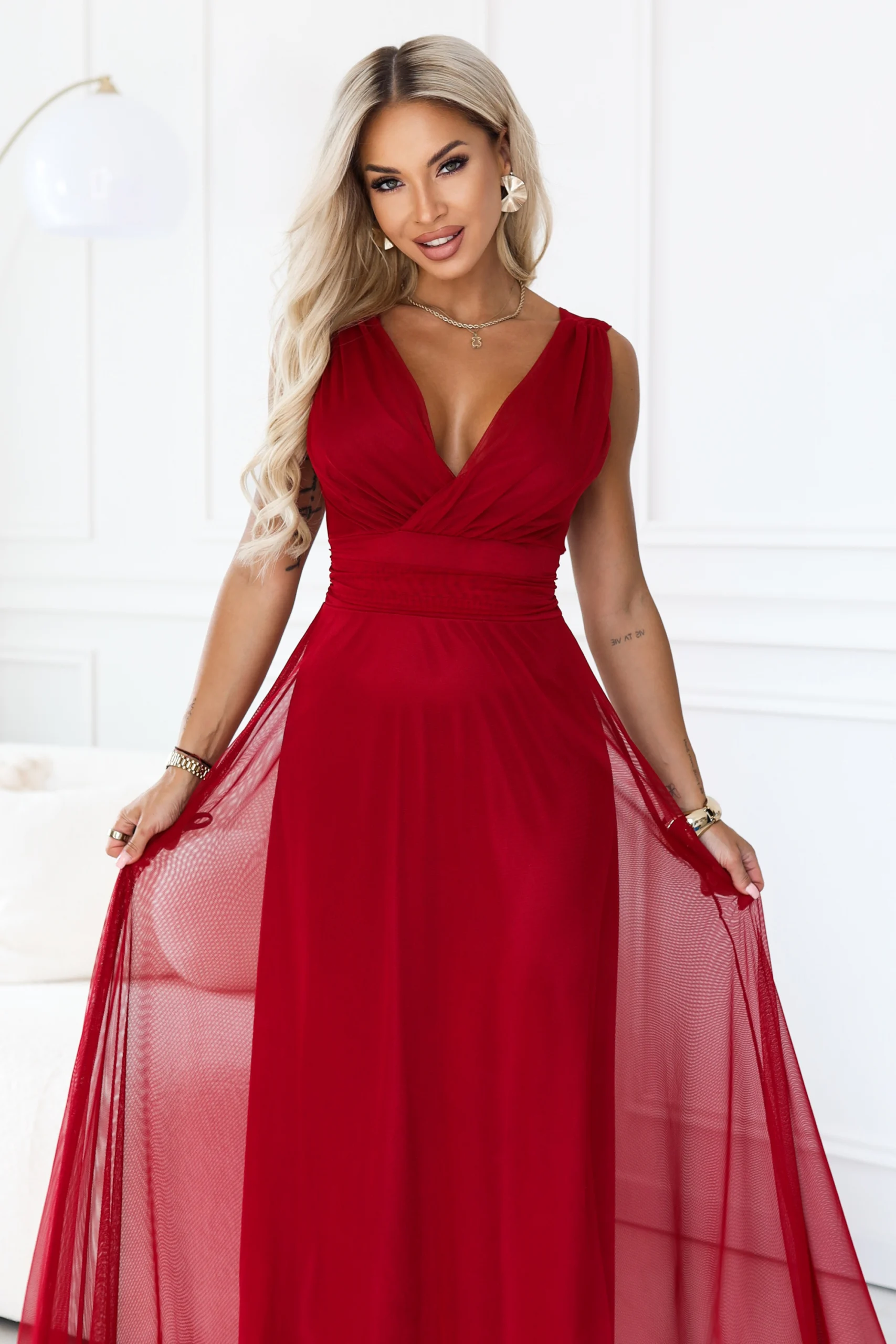 Rochie Dama Maxi, Floral, Numoco, Bordo Eleganta - Image 8