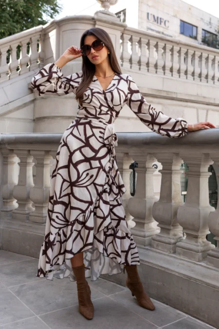Rochie "ANNA" długa - Beżowo Maro