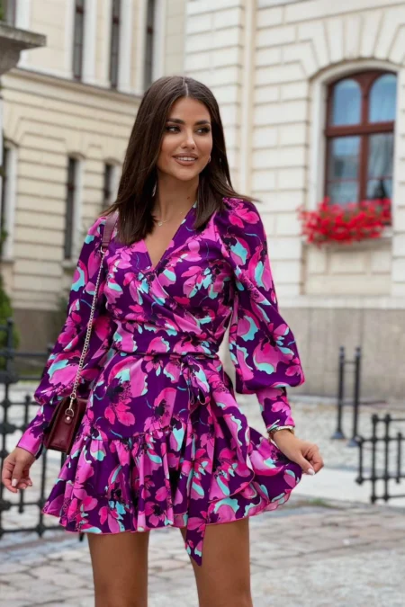 Rochie "ANNA" - Purple Flowers