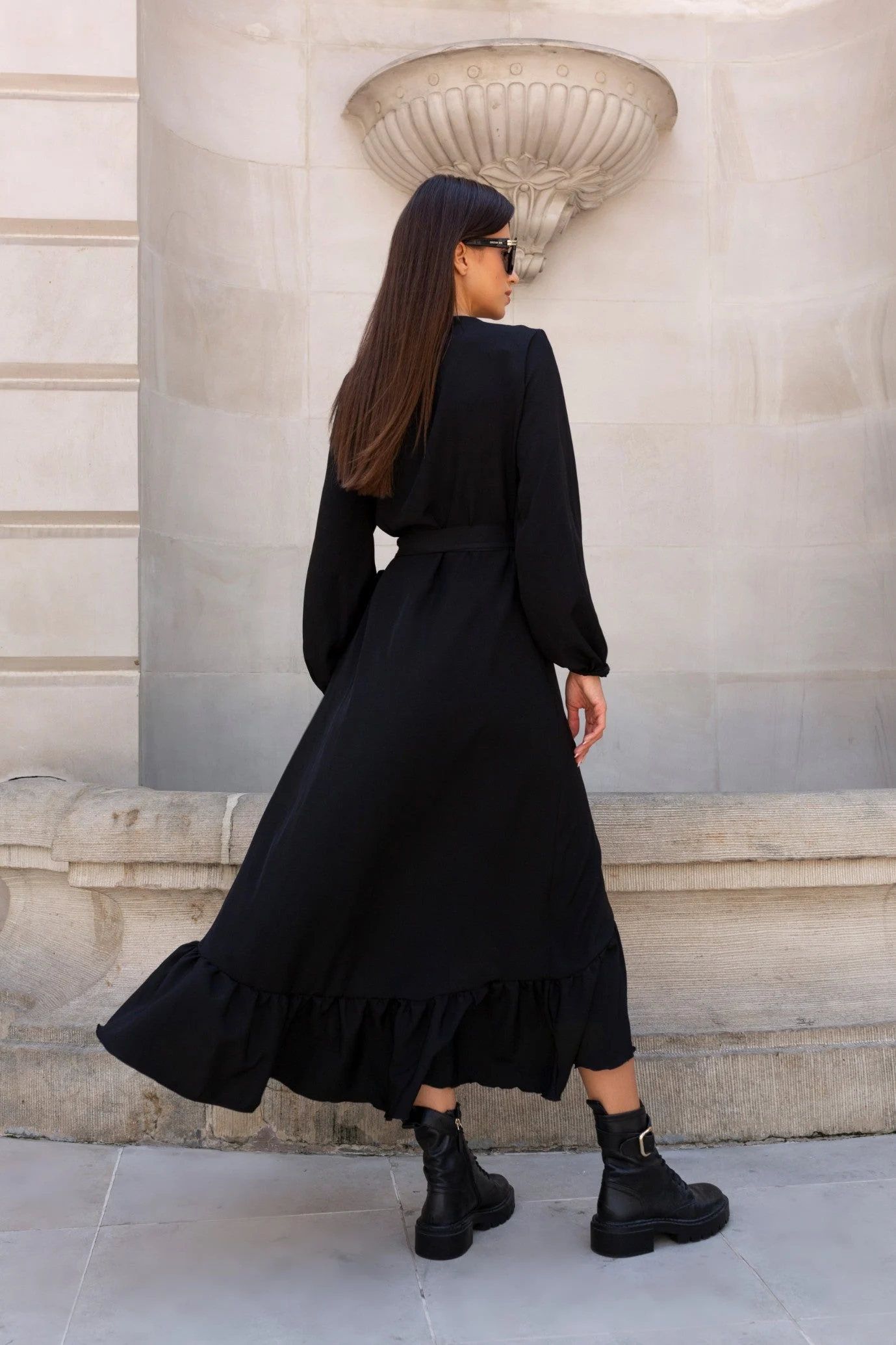 Rochie "ANNA" długa - Negru - Image 2