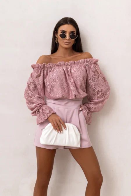 Bluza hiszpanka MIA Dantela - Brudny róż