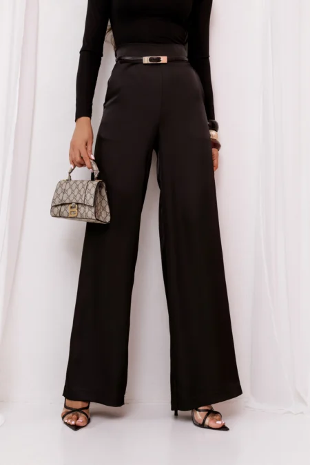 Pantaloni satynowe DIVA - Negru