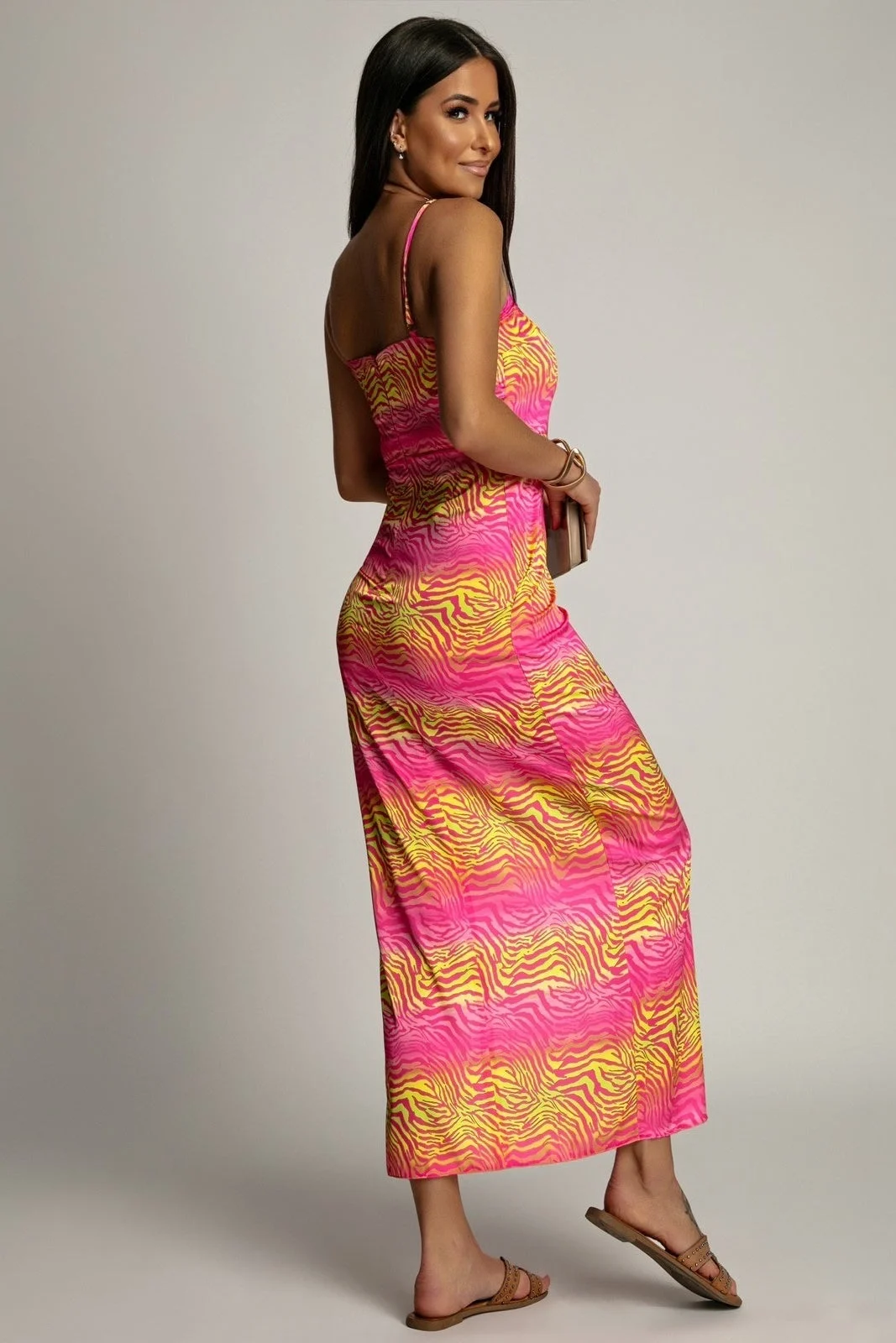 Rochie Din Satin - Roz Zebra - imagine 2