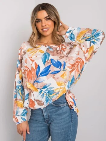 Bluza Dama Maneca lunga, Imprimat, ex moda, Bej Eleganta Office