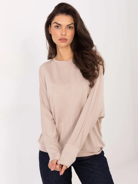 Bluza Dama Maneca lunga, Decolteu rotund, RELEVANCE, Bej Casual